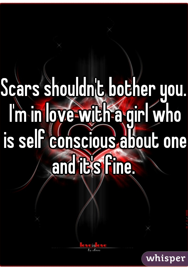 Scars shouldn't bother you. I'm in love with a girl who is self conscious about one and it's fine. 
