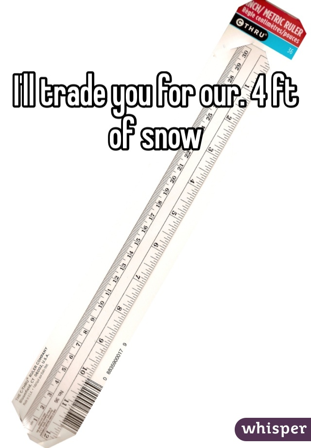 I'll trade you for our. 4 ft of snow 