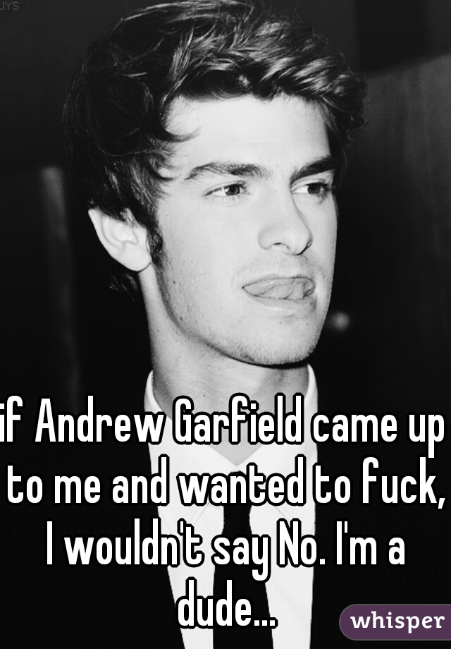 if Andrew Garfield came up to me and wanted to fuck, I wouldn't say No. I'm a dude...