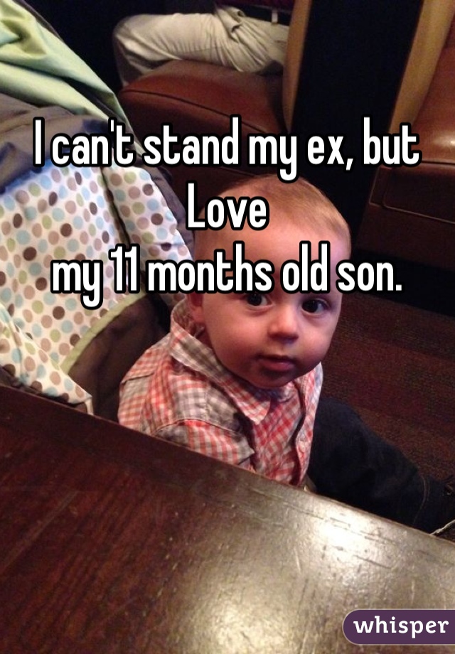 I can't stand my ex, but Love
my 11 months old son.
