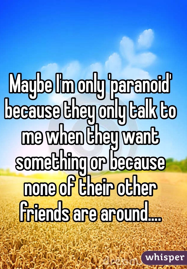 Maybe I'm only 'paranoid' because they only talk to me when they want something or because none of their other friends are around....