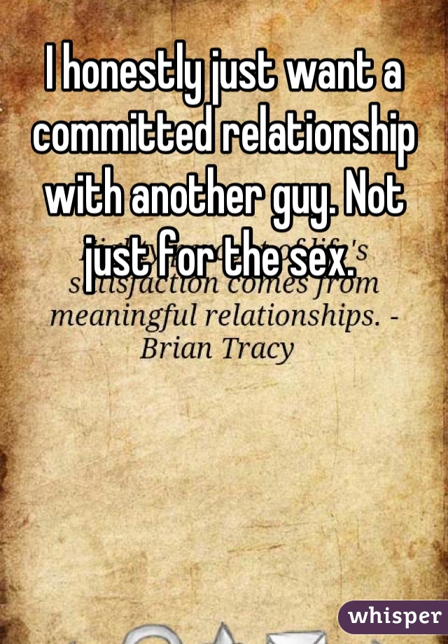 I honestly just want a committed relationship with another guy. Not just for the sex. 