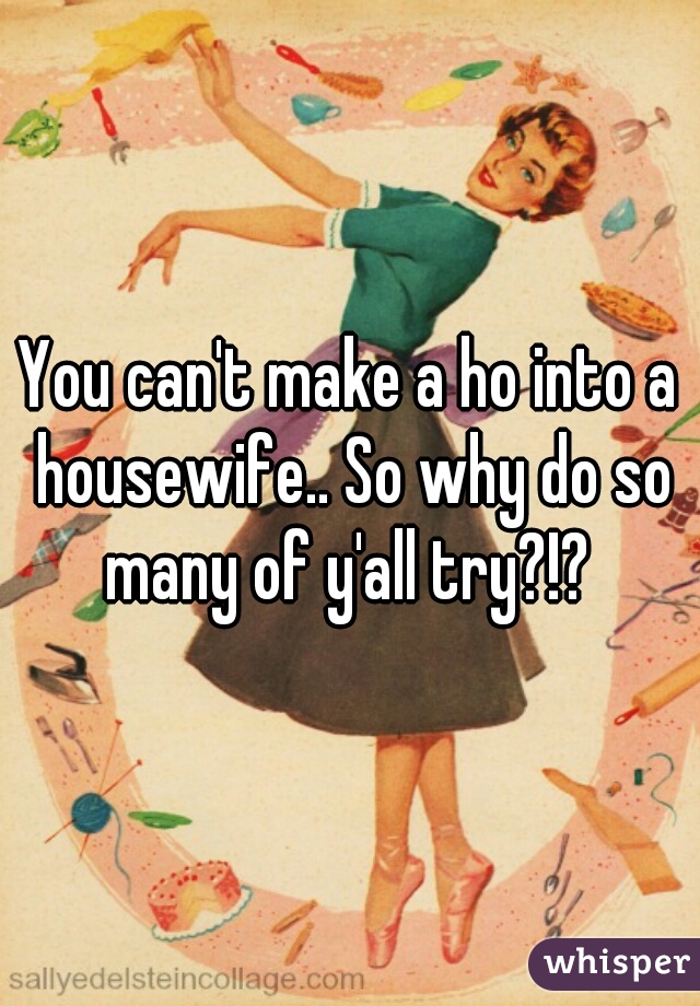 You can't make a ho into a housewife.. So why do so many of y'all try?!? 