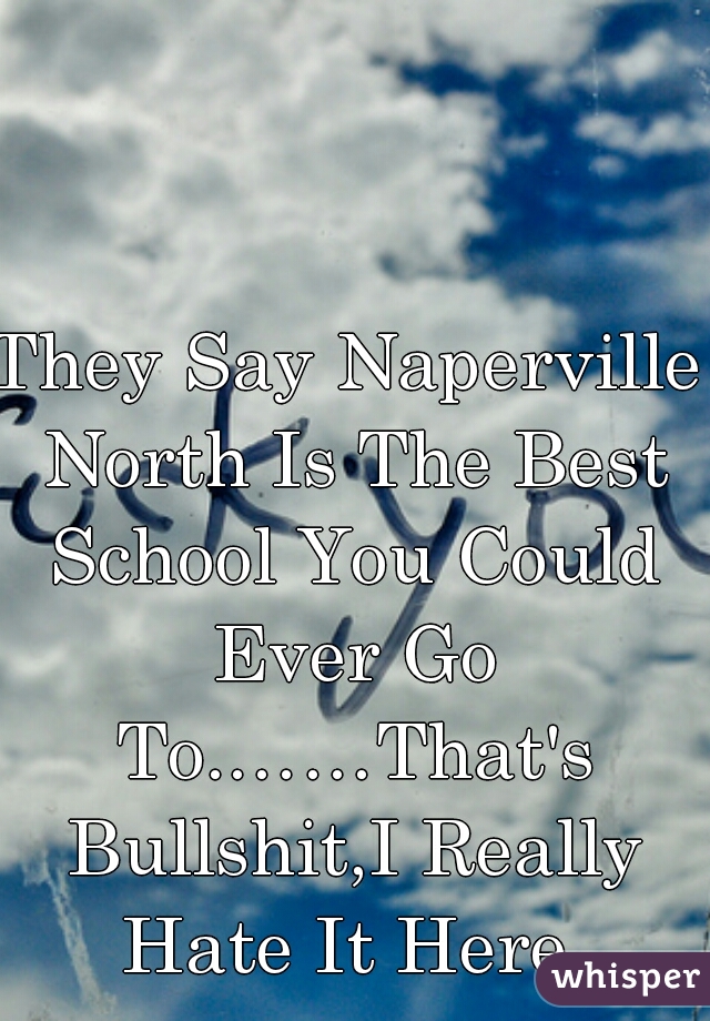 They Say Naperville North Is The Best School You Could Ever Go To.……That's Bullshit,I Really Hate It Here.