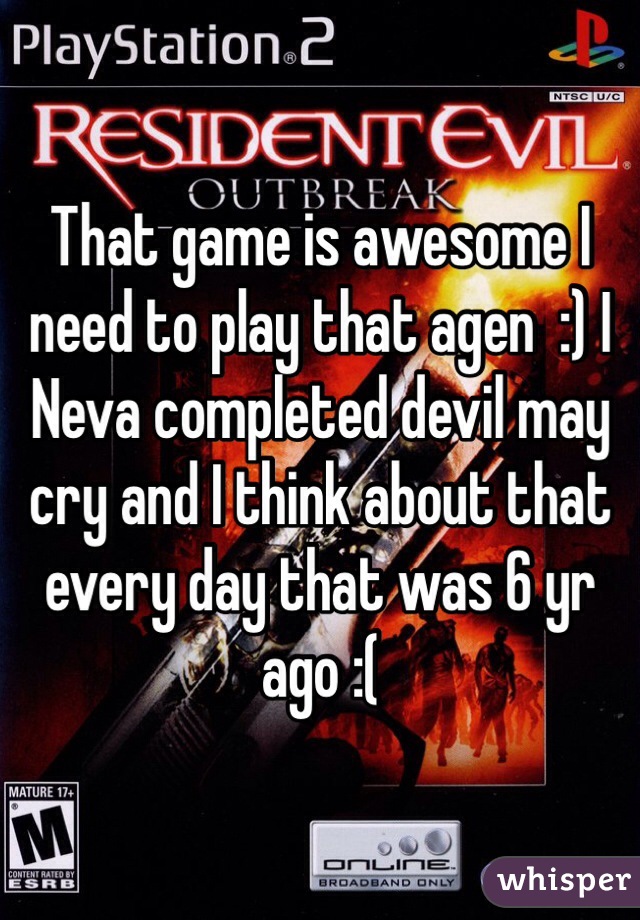 That game is awesome I need to play that agen  :) I Neva completed devil may cry and I think about that every day that was 6 yr ago :(