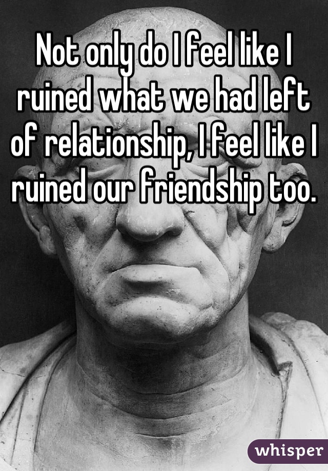 Not only do I feel like I ruined what we had left of relationship, I feel like I ruined our friendship too.