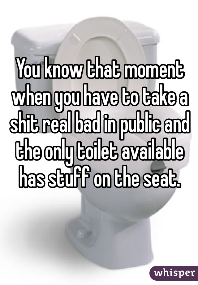 You know that moment when you have to take a shit real bad in public and the only toilet available has stuff on the seat.