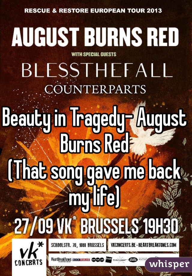 Beauty in Tragedy- August Burns Red
(That song gave me back my life)