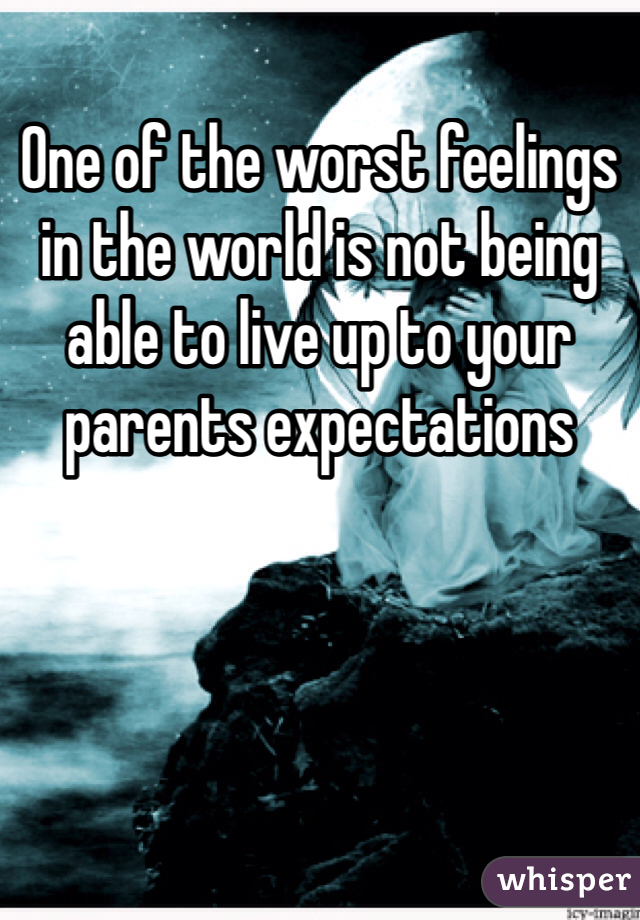 One of the worst feelings in the world is not being able to live up to your parents expectations