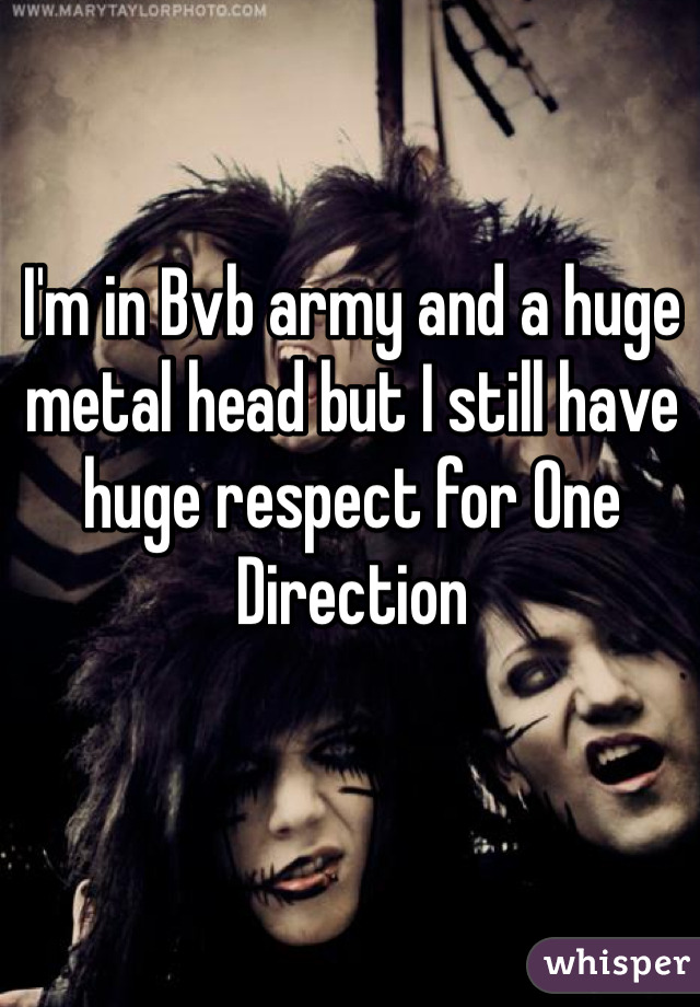 I'm in Bvb army and a huge metal head but I still have huge respect for One Direction 