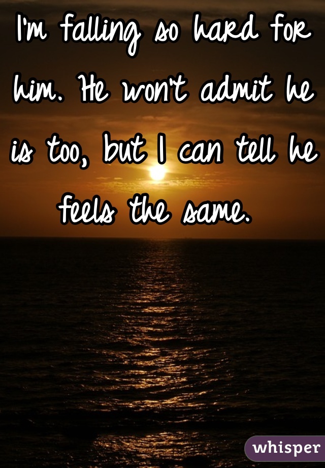 I'm falling so hard for him. He won't admit he is too, but I can tell he feels the same. 