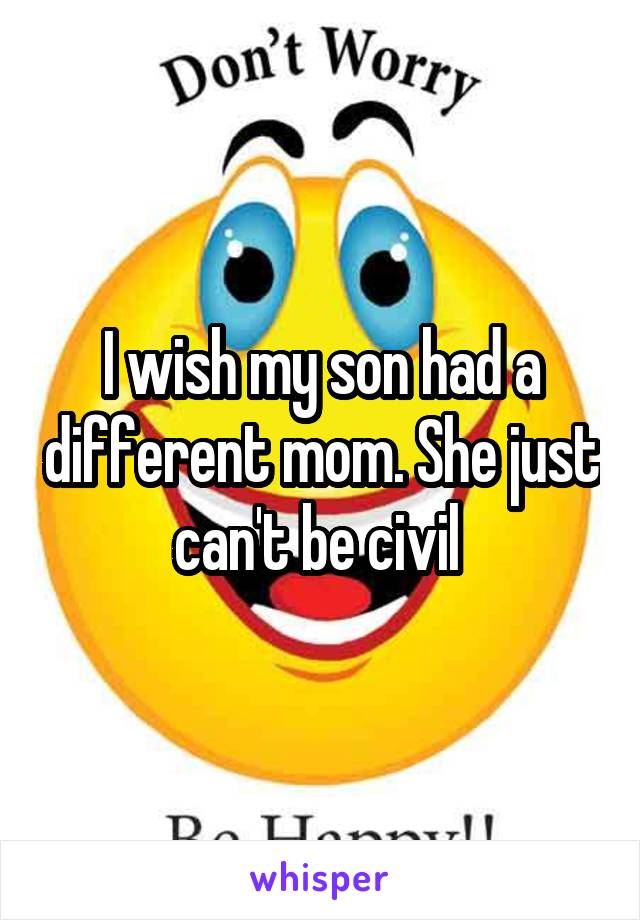 I wish my son had a different mom. She just can't be civil 