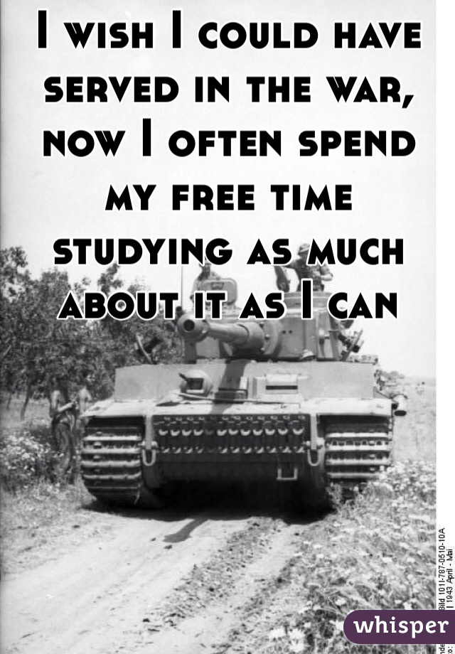 I wish I could have served in the war, now I often spend my free time studying as much about it as I can