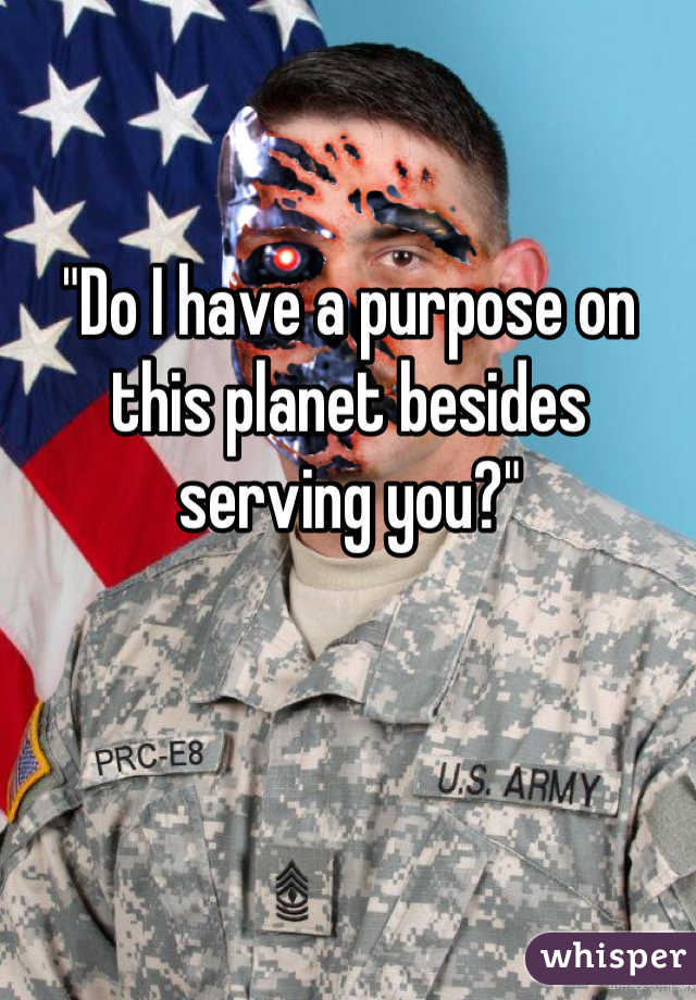 "Do I have a purpose on this planet besides serving you?"