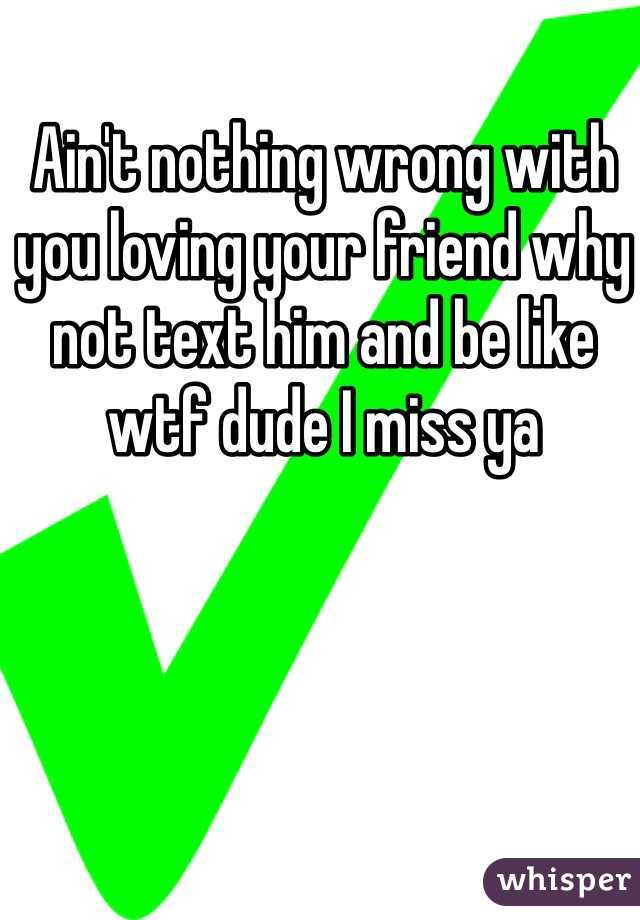 Ain't nothing wrong with you loving your friend why not text him and be like wtf dude I miss ya 