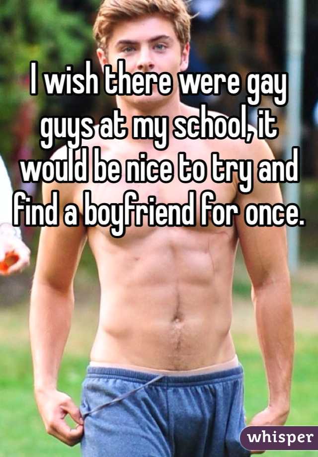 I wish there were gay guys at my school, it would be nice to try and find a boyfriend for once.
