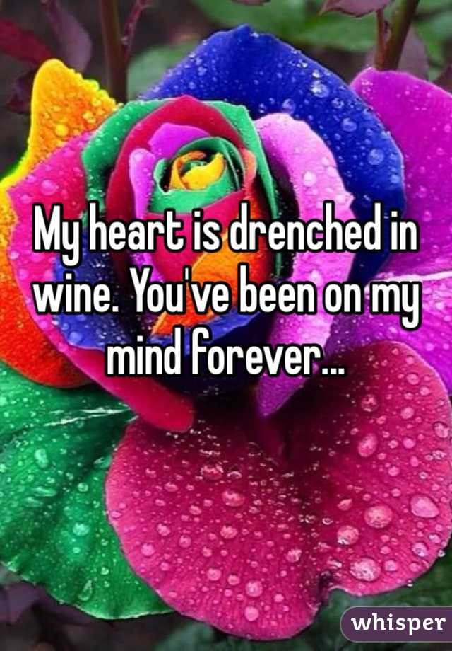 My heart is drenched in wine. You've been on my mind forever...