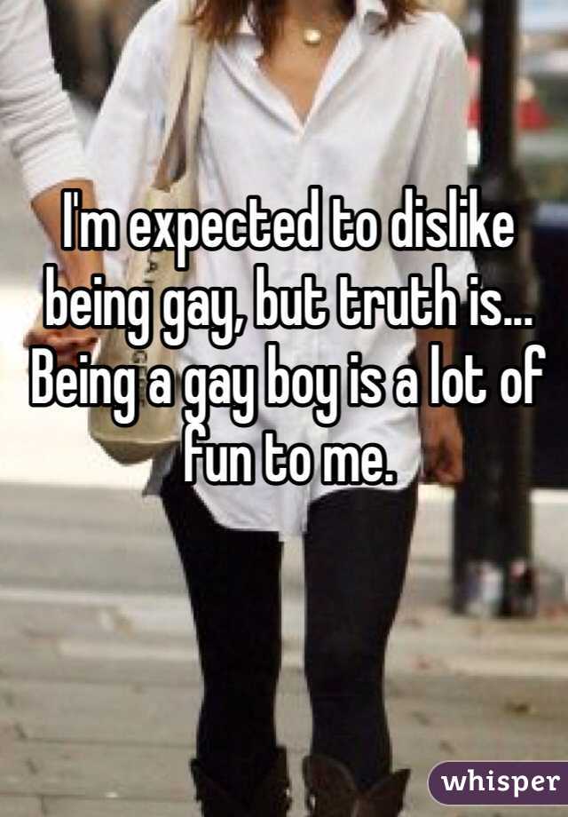I'm expected to dislike being gay, but truth is... Being a gay boy is a lot of fun to me. 