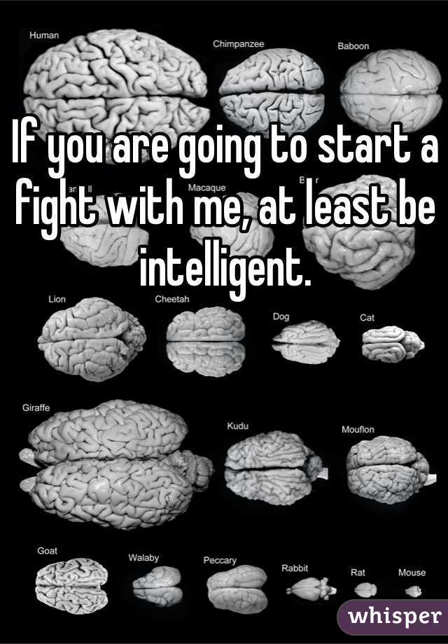 If you are going to start a fight with me, at least be intelligent. 