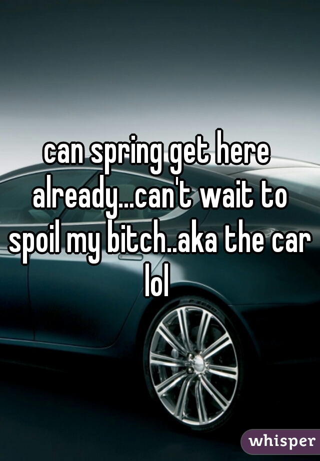 can spring get here already...can't wait to spoil my bitch..aka the car lol 