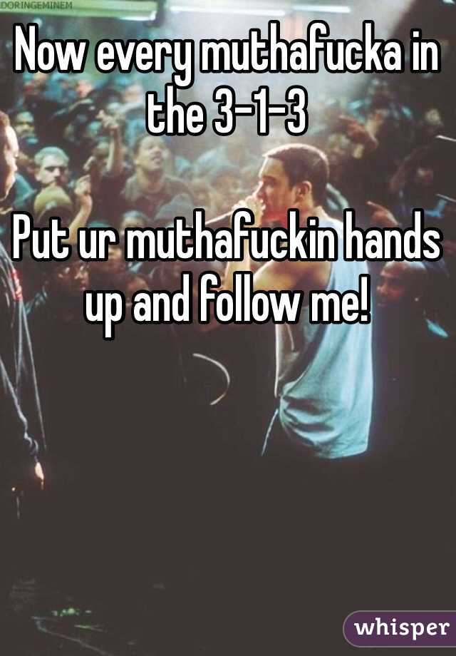 Now every muthafucka in the 3-1-3

Put ur muthafuckin hands up and follow me! 