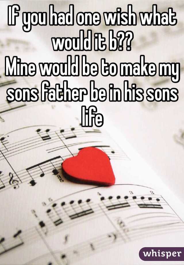 If you had one wish what would it b?? 
Mine would be to make my sons father be in his sons life 
