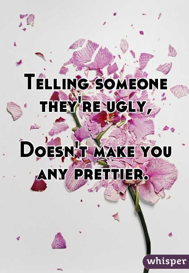 Telling someone they're ugly,

Doesn't make you any prettier. 