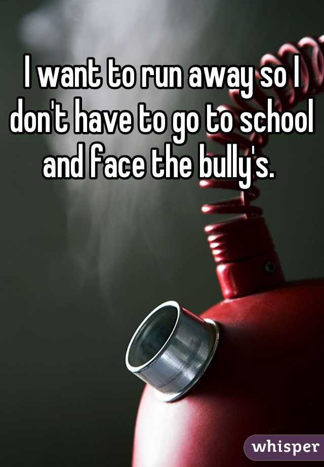 I want to run away so I don't have to go to school and face the bully's. 
