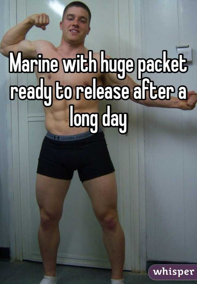 Marine with huge packet ready to release after a long day 