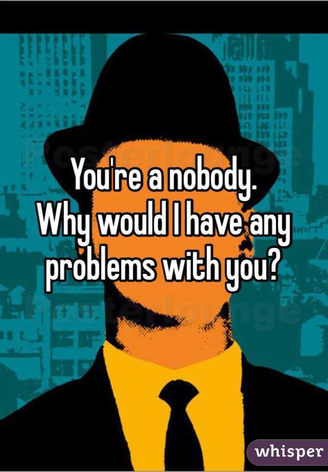 You're a nobody. 
Why would I have any problems with you? 