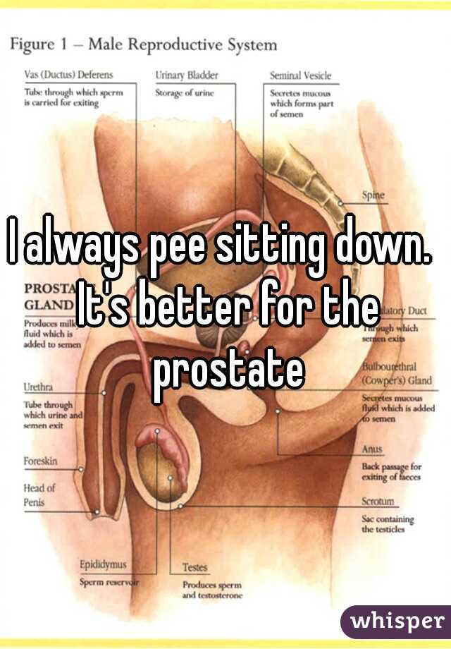 I always pee sitting down.  It's better for the prostate