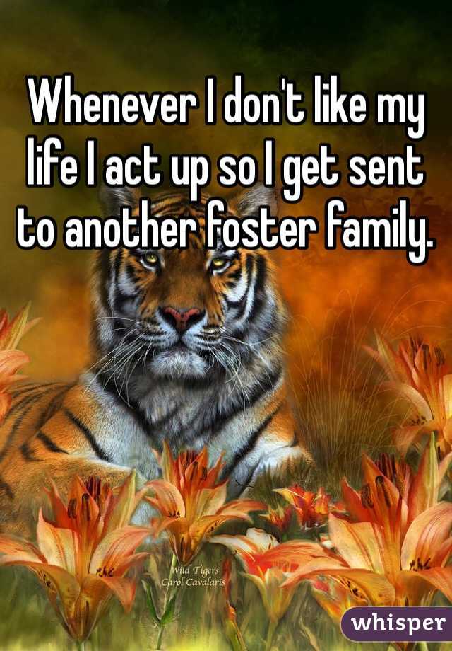 Whenever I don't like my life I act up so I get sent to another foster family. 