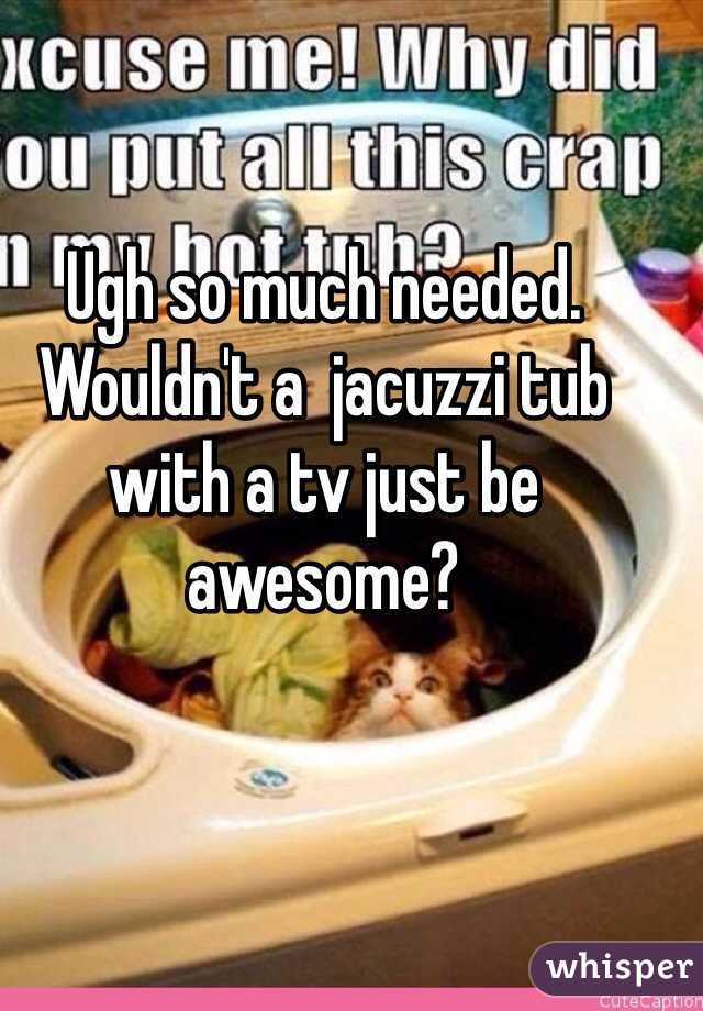 Ugh so much needed. 
Wouldn't a  jacuzzi tub with a tv just be awesome?