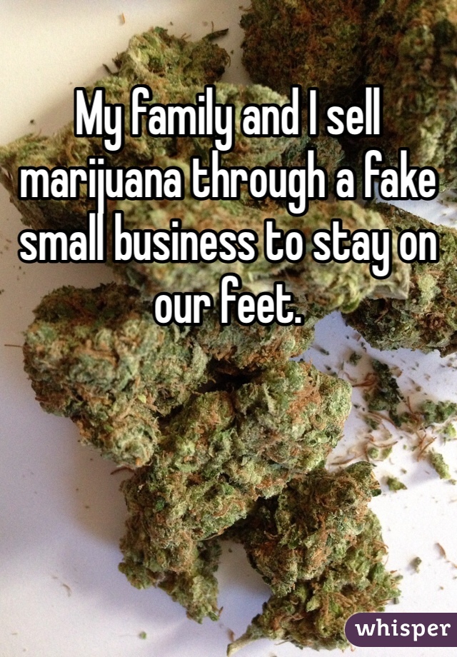My family and I sell marijuana through a fake small business to stay on our feet.
