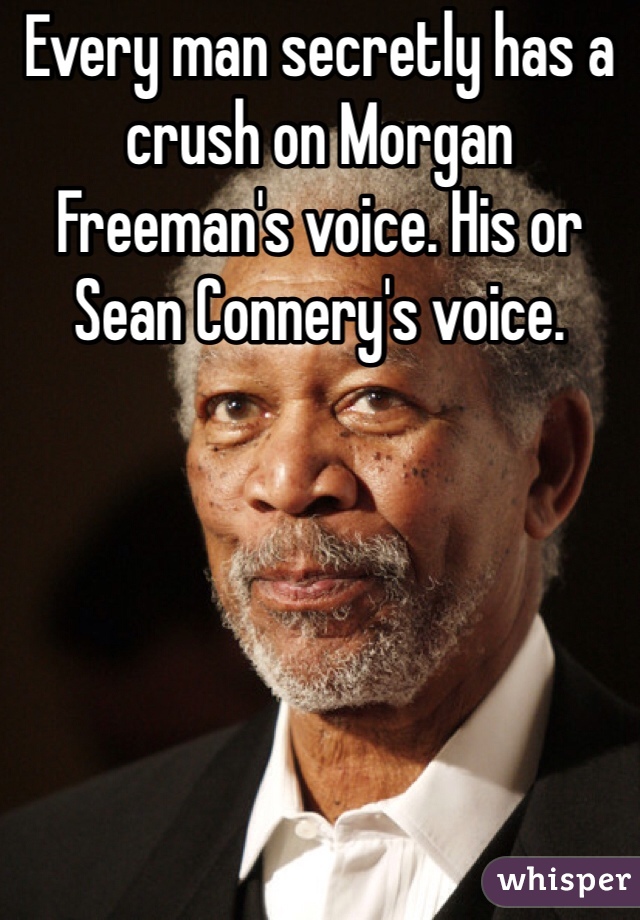 Every man secretly has a crush on Morgan Freeman's voice. His or Sean Connery's voice. 