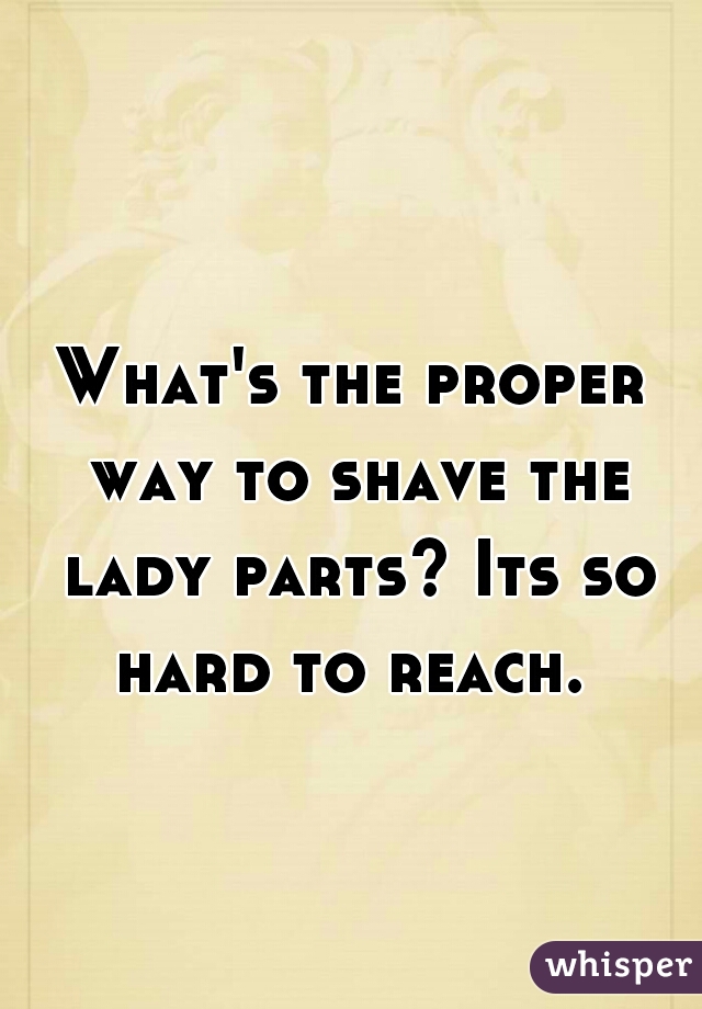 What's the proper way to shave the lady parts? Its so hard to reach. 