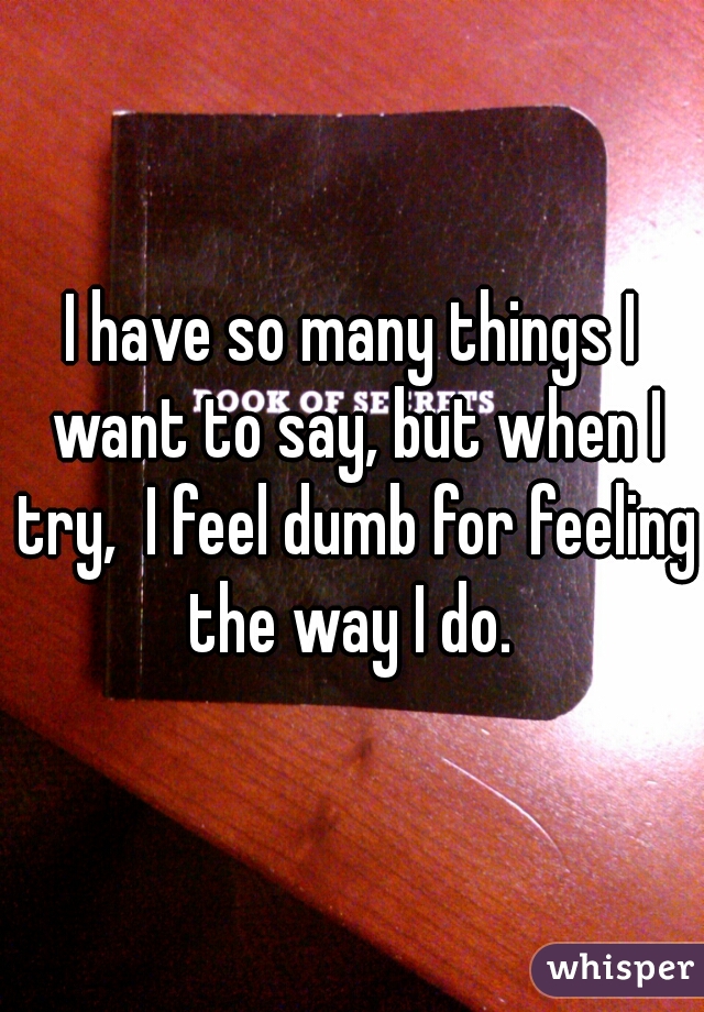 I have so many things I want to say, but when I try,  I feel dumb for feeling the way I do. 
