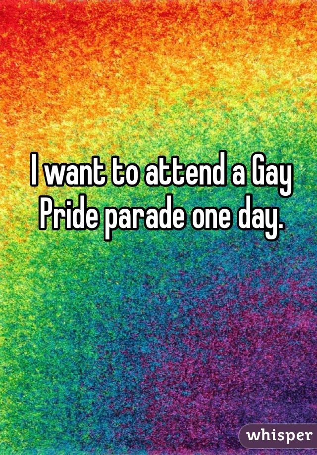 I want to attend a Gay Pride parade one day.
