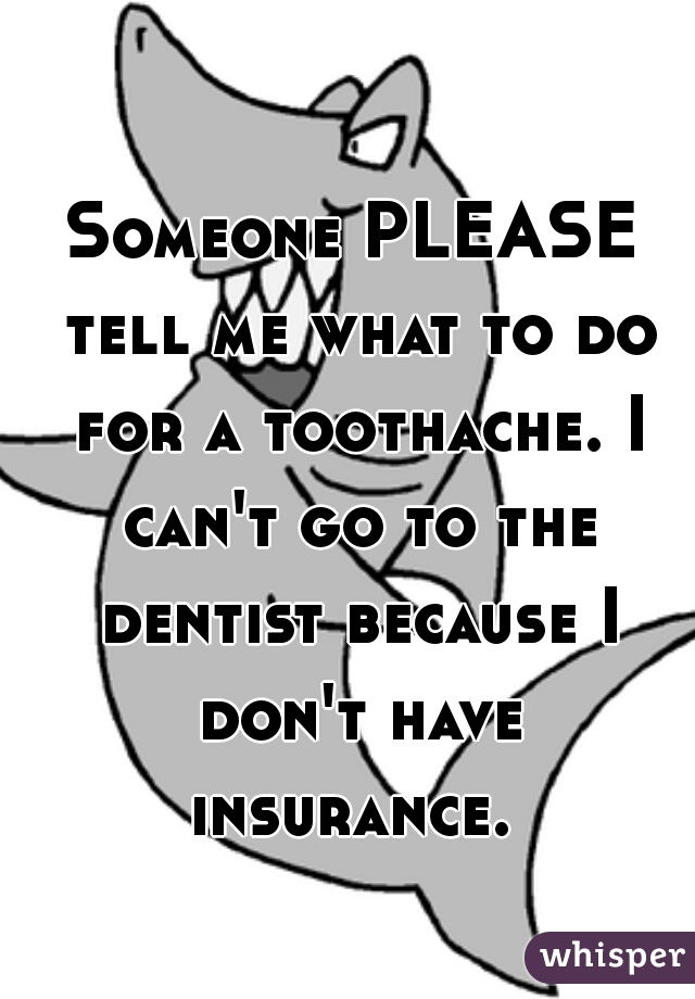 Someone PLEASE tell me what to do for a toothache. I can't go to the dentist because I don't have insurance. 