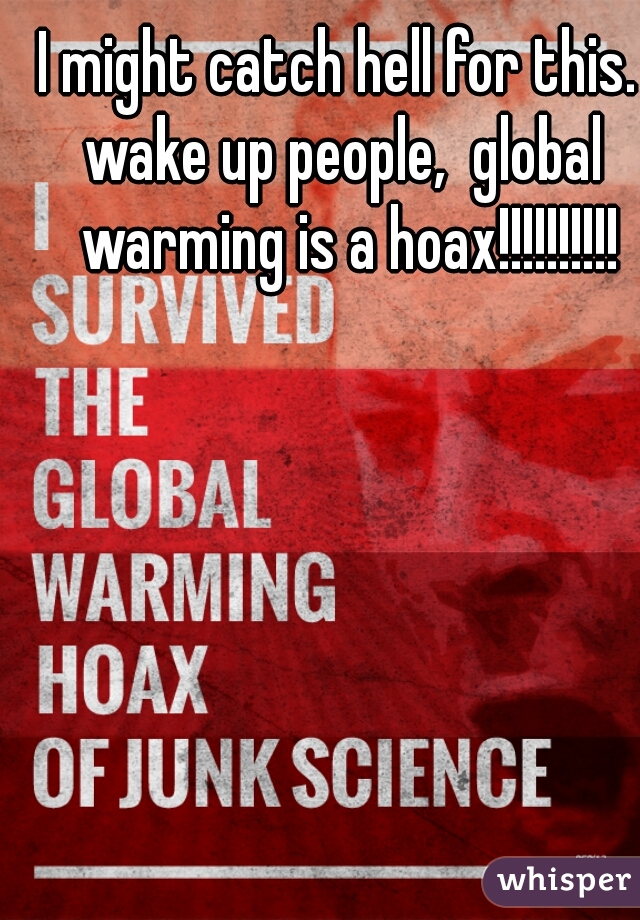 I might catch hell for this. 
wake up people,  global warming is a hoax!!!!!!!!!!
