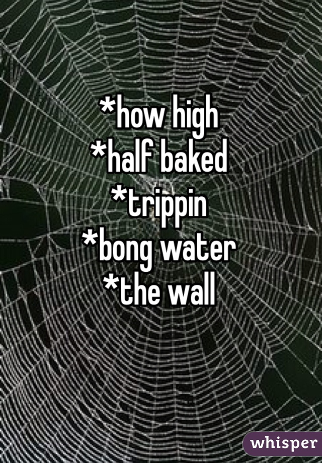 *how high
*half baked
*trippin
*bong water
*the wall