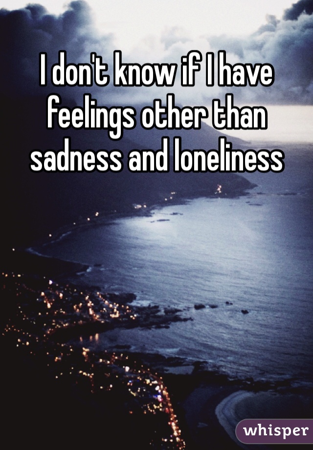 I don't know if I have feelings other than sadness and loneliness