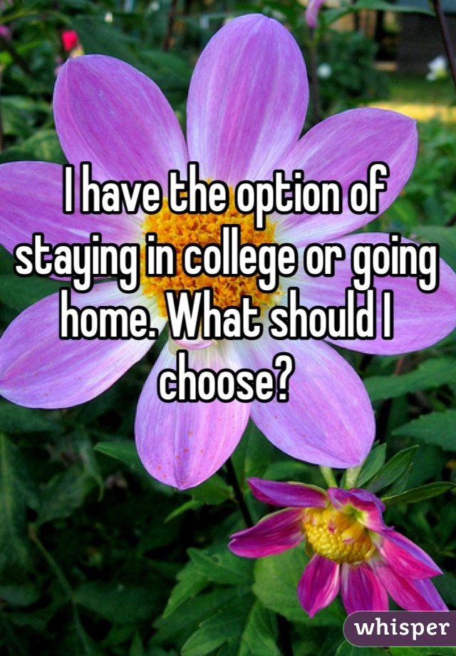 I have the option of staying in college or going home. What should I choose? 