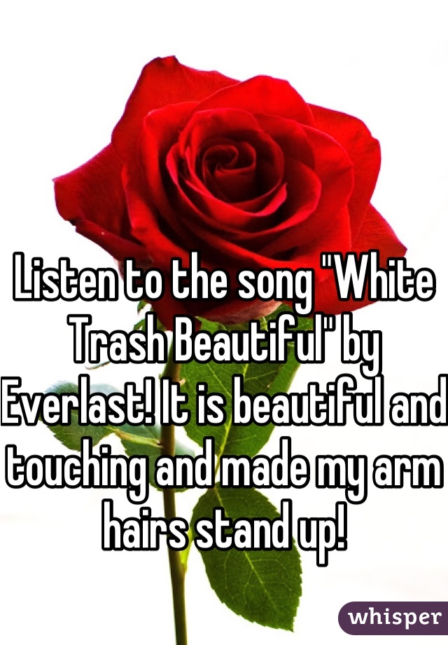 Listen to the song "White Trash Beautiful" by Everlast! It is beautiful and touching and made my arm hairs stand up!