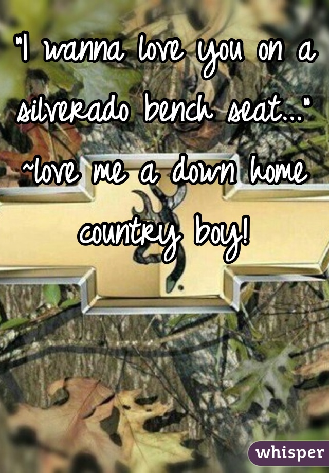 "I wanna love you on a silverado bench seat..."
~love me a down home country boy! 