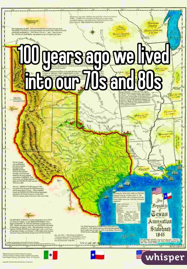 100 years ago we lived into our 70s and 80s