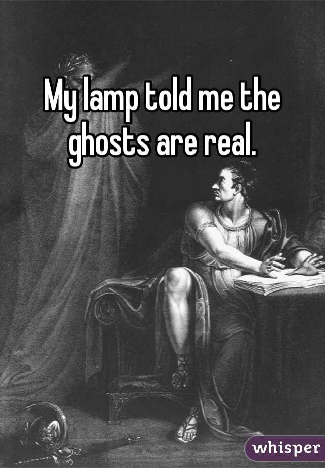My lamp told me the ghosts are real. 