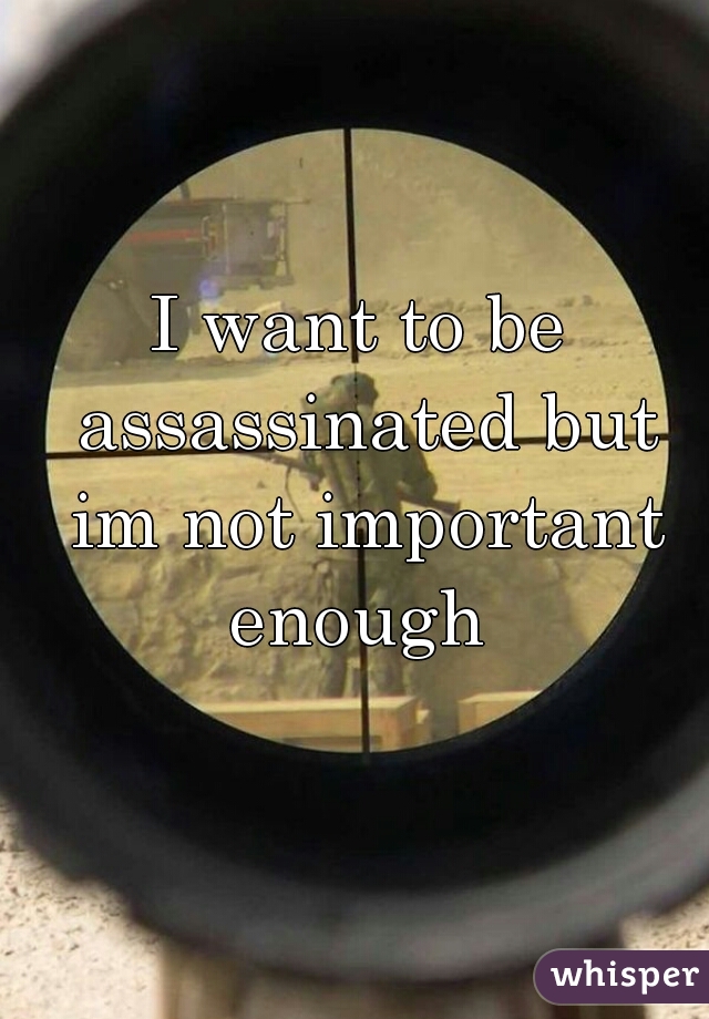 I want to be assassinated but im not important enough 