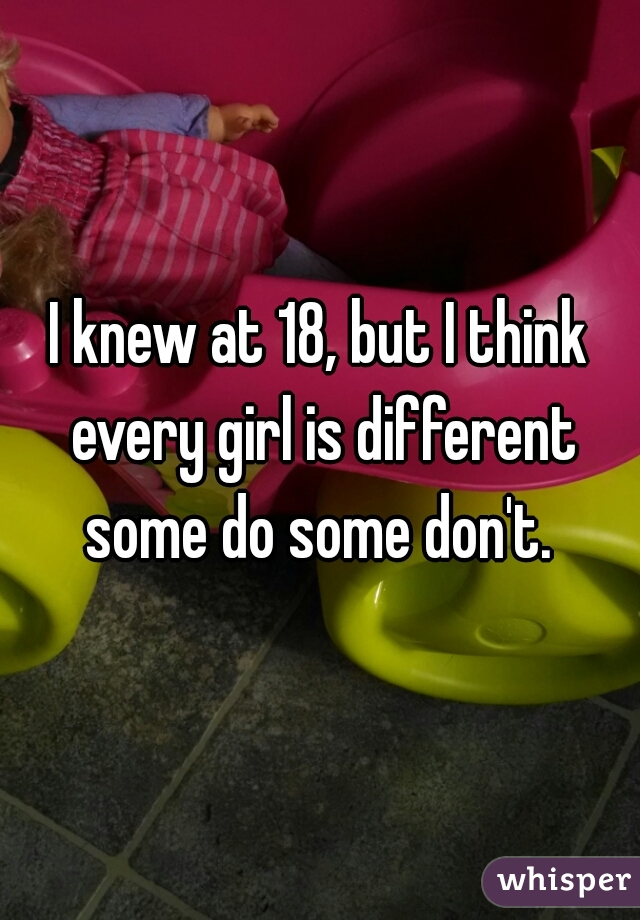 I knew at 18, but I think every girl is different some do some don't. 