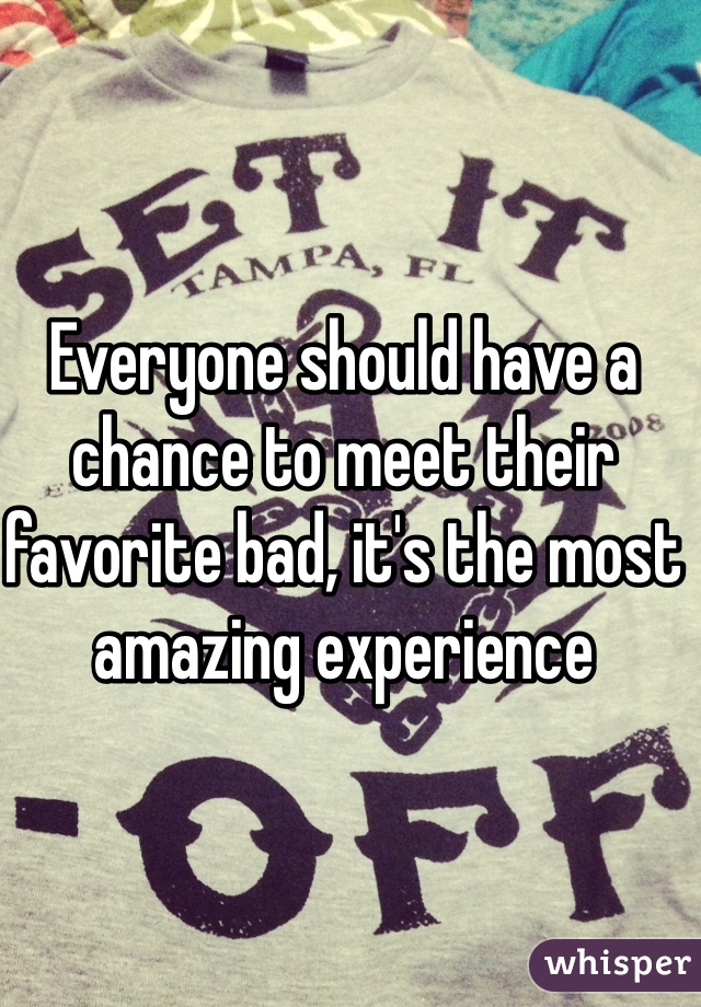 Everyone should have a chance to meet their favorite bad, it's the most amazing experience 